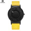 EUTOUR E012 Watch Man Canvas Leather Strap Mens Watches Magnetic Ball Show Quartz Watches Fashion Male Clock Wristwatches